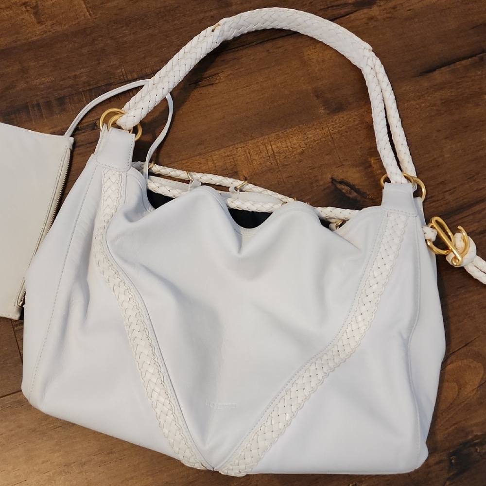 Loewe White Shoulder Bag with Braided Handle